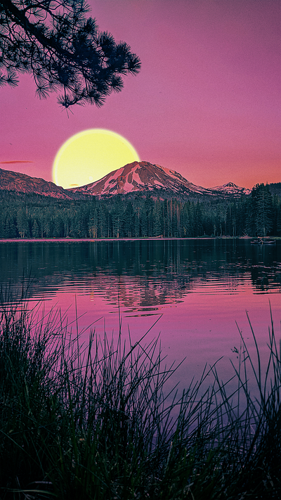 Hypercolorism - Mt. Lassen Moonrise art color design hypercolorism moonrise mt lassen photoshop surreal surrealism vibrant