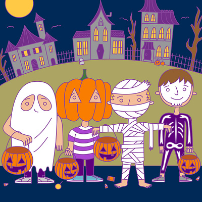 Spooky Season color flat halloween illustration vector