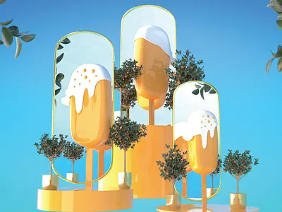 Surreal Orange Creamsicles - Craft Beer Label Design 3d adobe beer art branding craft beer design dimension illustration logo model package design photoshop render surreal vector
