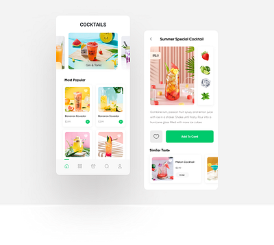 COCKTAILS app blur cocktail concept design drink minimal summer tasty ui uiux ux