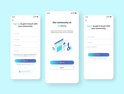 Signup screens android design app design app ui app ui ux gredient ios design log in sign in sign up ui ux