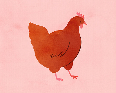 Vectober 24 - Bird animal chicken farm feminine hand drawn illustration inktober paint pencil procreate texture vintage