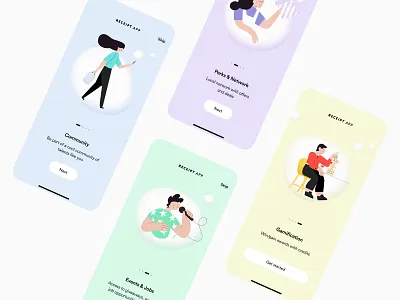 Onboarding screens app clean design illustration intro onboarding ui ux