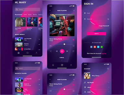 Music App app branding card comfortable dark design easy figma flat graphic design grid mobile music songs ui user ux