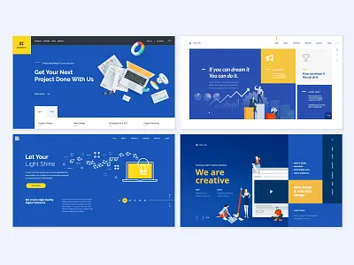 Set of Web Design Templates design flat management people project seo social medi