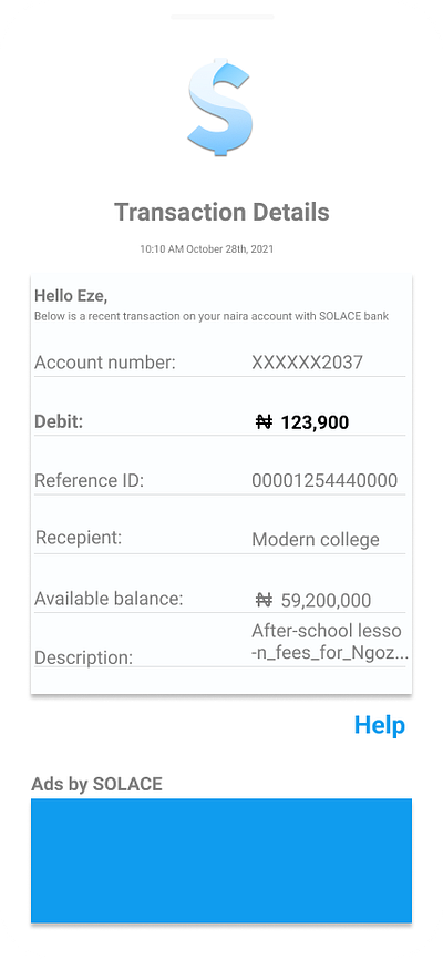 DailyUI Day17of100 app balance banking design receipt reference transaction ui