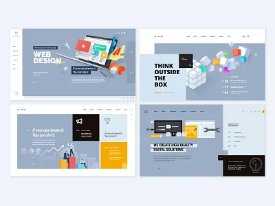 Set of Web Design Templates management ui
