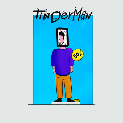 TinderMan branding character design illustration photoshop shapes social tinder