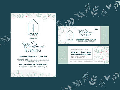 Eco Chic Christmas Evening invitation ticket