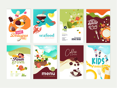 Set of menu and brochure design templates nature