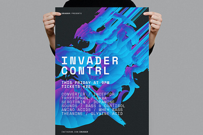 Invader Control Poster / Flyer catalog clean colorful controler design dj flyer flyer template gradient illustration indesign magazine modern music night poster print printable simple template