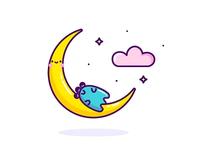 Moon Nap alien cartoon cartoon character cartoon illustration character cloud colorful colourful cute illustration cuteart illustration kawaii kawaii art moon nap sky sleep star