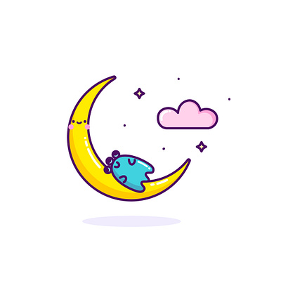 Moon Nap alien cartoon cartoon character cartoon illustration character cloud colorful colourful cute illustration cuteart illustration kawaii kawaii art moon nap sky sleep star