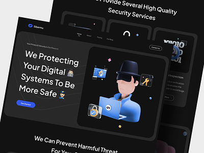 Sibermu - Cyber Security Landing Page 3d 3d illustration clean cyber cyber security design digital hacker internet security landing page protection security services system testimonial ui uidesign web design website design