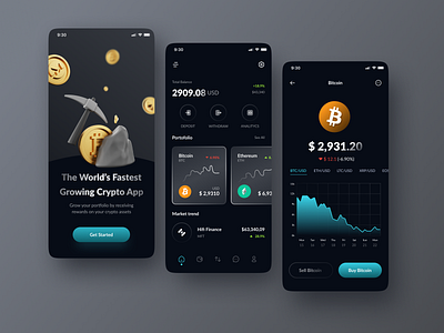 MoCrypto - Mobile App Design appdesign bitcoin crypto cryptocurrency design mobileapp nft ui ui ux uidesign uiux