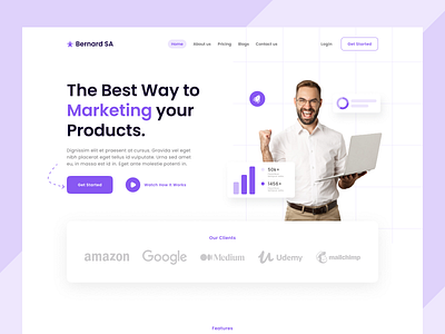 Marketing Website 💹 2021 design interface landing page marketing marketing website minimal design trending uidesign uiux web design