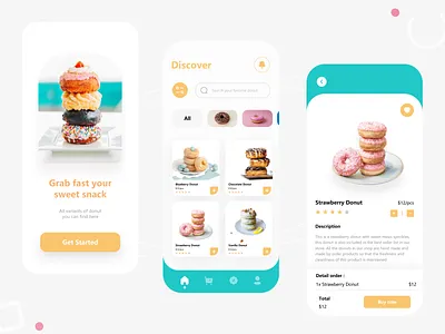 Donut Shop - Design App app branding clean ui design donut dribbble figma food illustration interface minimal mobile app mobile app design shop shot typography ui ui design ui ux design ux