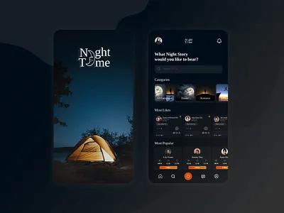 Night Time Mobile App Design UI app design figma graphic design illustration mobbile ui website
