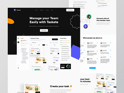 Taskete Landing Page Animation animate animation card home page landing page motion graphics prototype task task management task manager ui ux web webflow website wordpress