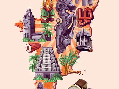 Titan Tamil nadu collection advertising art direction branding design illustration photoshop typography