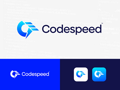 C + P + Speed Logo Mark app blockchain brackets branding code coin crypto currency deploy developer fintech for sale fullstack gradient icon identity letter c logo software unused