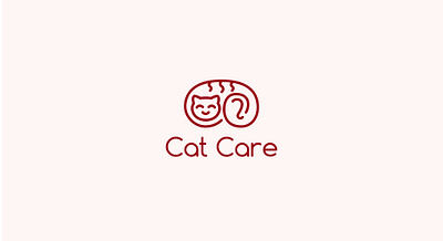 Cat Care Pet Shop Logo branding cat design graphic design illustration line line art line logo logo modern red vector