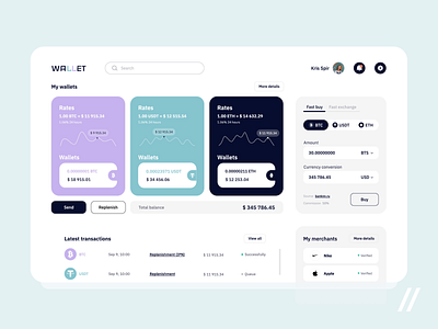 Cryptocurrency Wallet animation app blockchain cryptocurrency dashboard design e wallet finance fintech mvp online platform purrweb startup ui ux wallet web web app website