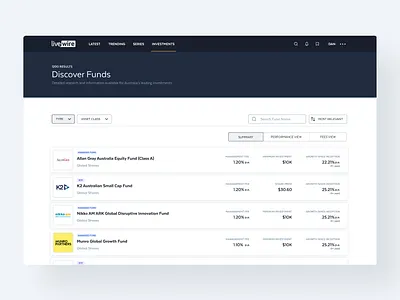 Investment search design figma finance investing marketplace search ui ui design web design