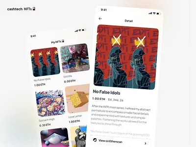 Cash Tech NFTs 🎴 collectibles crypto indonesia indonesian mobile app mobile app design nft nft app nft wallet nfts non fungible token ui ux