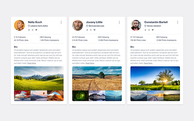 Photographers UI Cards