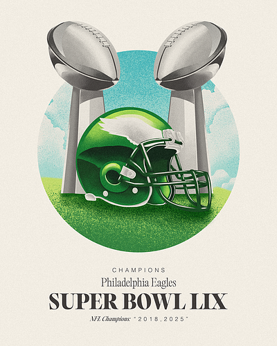 Philadelphia Eagles - Super Bowl Poster airbrush eagles editorial football illustration poster publishing superbowl