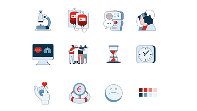 icon set healthcare editorial illustration vector