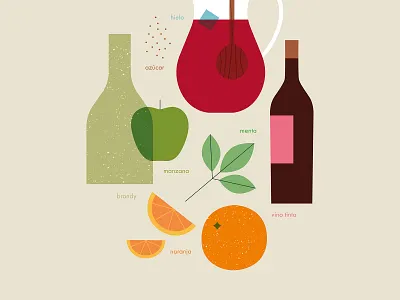 Sangria! drink food illustration illustration oranges recipe spain vector