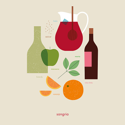 Sangria! drink food illustration illustration oranges recipe spain vector