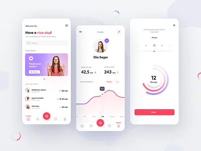 Wellbeing app - concept app app design concept design joga app meditation meditation app joga ui wellbeing app