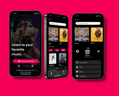 Music streaming app branding graphic design ui