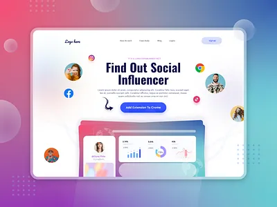 Influencer Social - Landing Page concept branding clean creative concept facebook figma gradient graphic design homepage influencer instgram landing page landingpage minimalist modern social social media twitter ui web design website concept