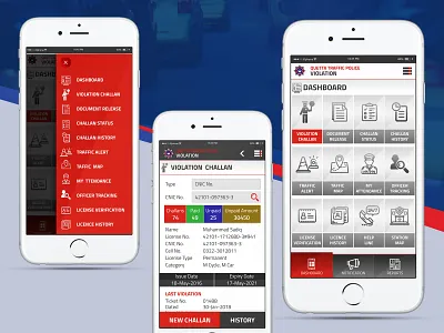 Quetta Traffic Police Violation Mobile App - UX/UI Design app branding design graphic design icon illustration logo police traffic ui ux vector violation