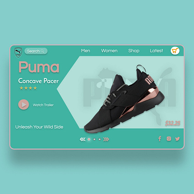 Puma Shoes Visual Web Design 3d animation branding design graphic design illustration logo motion graphics ui ux vector