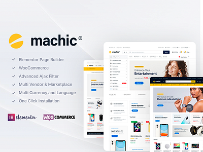 Machic - Electronics Store WooCommerce WordPress Theme advanced ecommerce electronics electronics store elementor envato filter image slider mobile modern design responsive shop store themeforest woocommerce wordpress