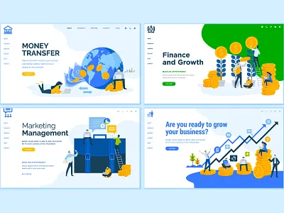 Set of website design templates finance management