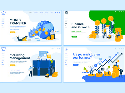 Set of website design templates finance management