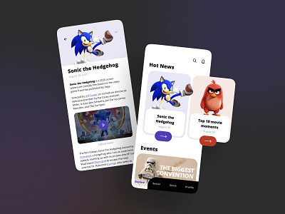 Game Center app blog center design events game interface mobile news ui ux