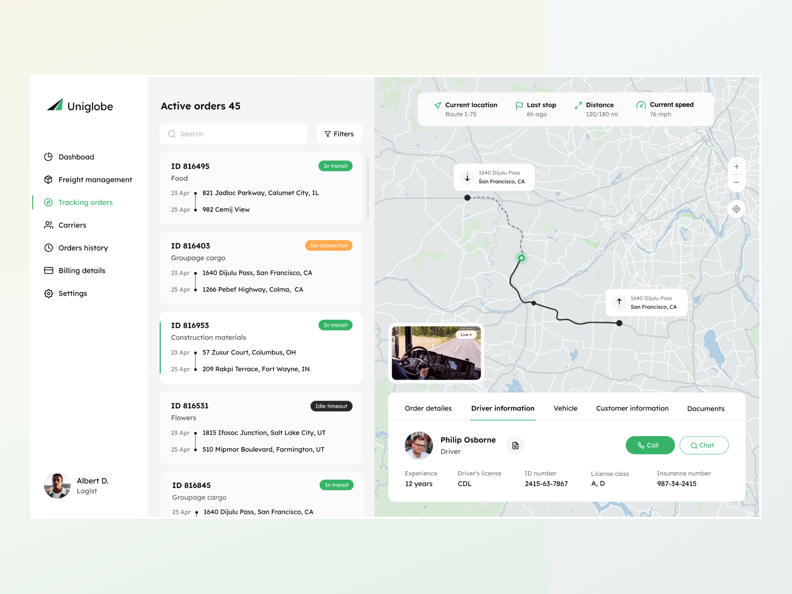 Example of Transport Management System