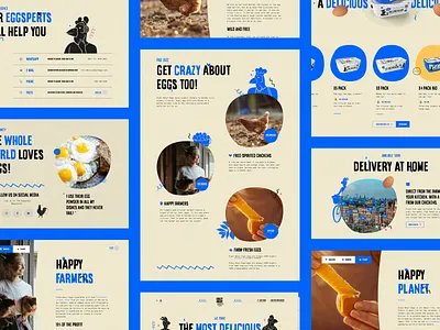 Crazy About Eggs - Website Overview art direction bio branding chicken colorful egg food footer fun homepage human illustration interaction layout organic planet playful popin ui webdesign