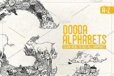 Dooda Alphabets A-Z branding coloring book coloring page design font graphic design illustration print typography vector