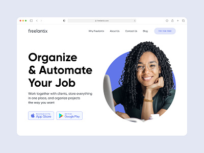 Landing page for productive app: Freelantix app design landing page mobile productive tilda ux