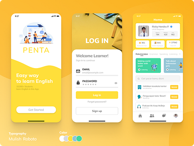 PENTA Learn english app 3d branding graphic design logo motion graphics ui