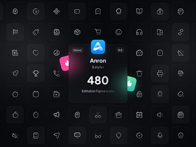 Anron Icons 8: Free Demo broken duotone figma free freebie icon iconjar iconpack icons iconset library line pack two colors two tone