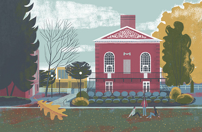 Campus autumn digital editorial fall folioart illustration landscape sam kalda texture university